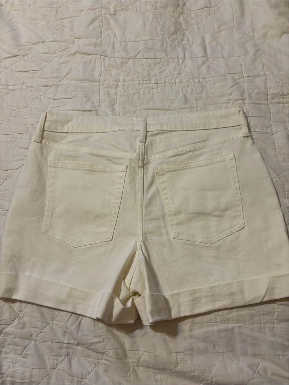 White Denim Rolled-Hem Jean Shorts - Classic Casual